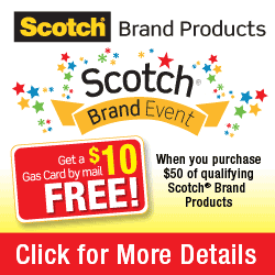 Scotch Brand Event Banner Stock up on Discount Scotch Tapes at On Time Supplies and Win a Free Gas Card!