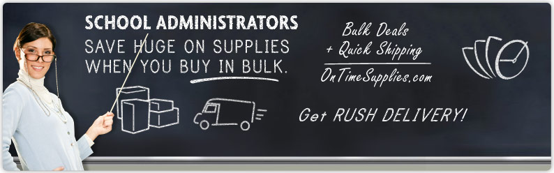 Save on your discount school supply order with bulk pricing at OnTimeSupplies.com.
