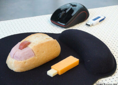 Business equipment you can eat: see the computer mouse & USB stick sandwich.