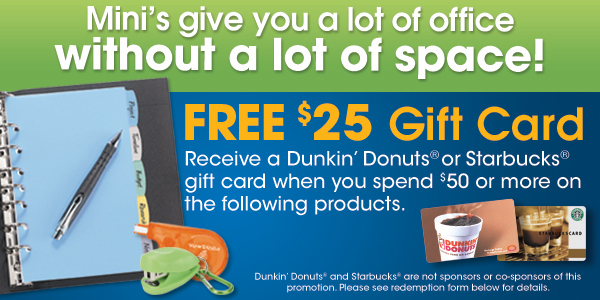 $25 Starbucks or Dunkin' Donuts Gift Card