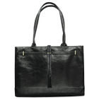 Carry items in leather tote bag