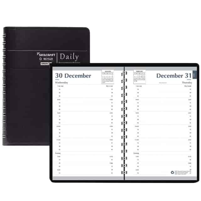 Daily Appointment Book with 30-Minute Appointments, 8 x 5, Black Cover, 12-Month (Jan to Dec): 2024