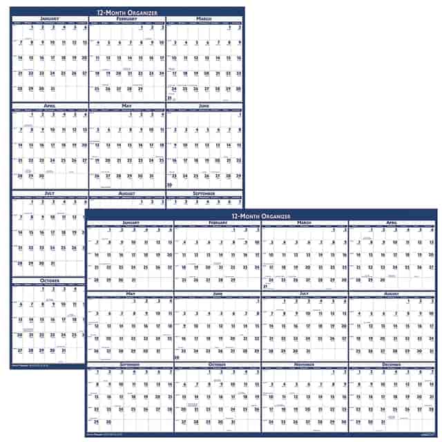 Jumbo Dry-Erase Wall Calendar - 36x56 Inch Giant Planner With Marker
