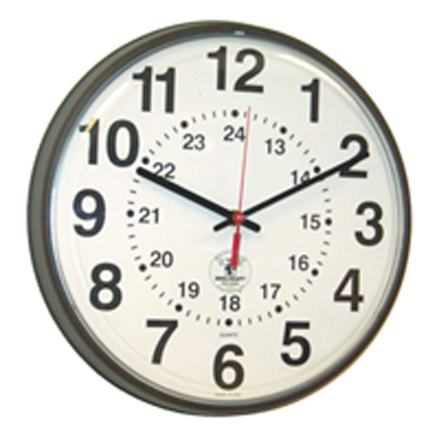 SKILCRAFT Atomic 12/24 Hour Slimline Wall Clock - 12-3/4