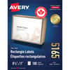 AVE5165 - White Rectangle Labels, 8 1/2" Height x 11" Width, Permanent Adhesive, Rectangle, Laser, Inkjet, Matte White, Paper, 1 / Sheet, 100 / Box