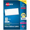 AVE5167 - White Rectangle Labels with Sure Feed Technology, 1/2" Height x 1 3/4" Width, Permanent Adhesive, Rectangle, Laser, Inkjet, Matte White, Paper, 80 / Sheet, 8000 / Box