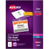 AVE5384 - Name Badges with Clips, 3" x 4" , 40 Badges (5384), 8 1/2" x 11", Printable, Durable, Clip, Reusable, Perforated, Self-adhesive, Flexible, White, 40 / Box