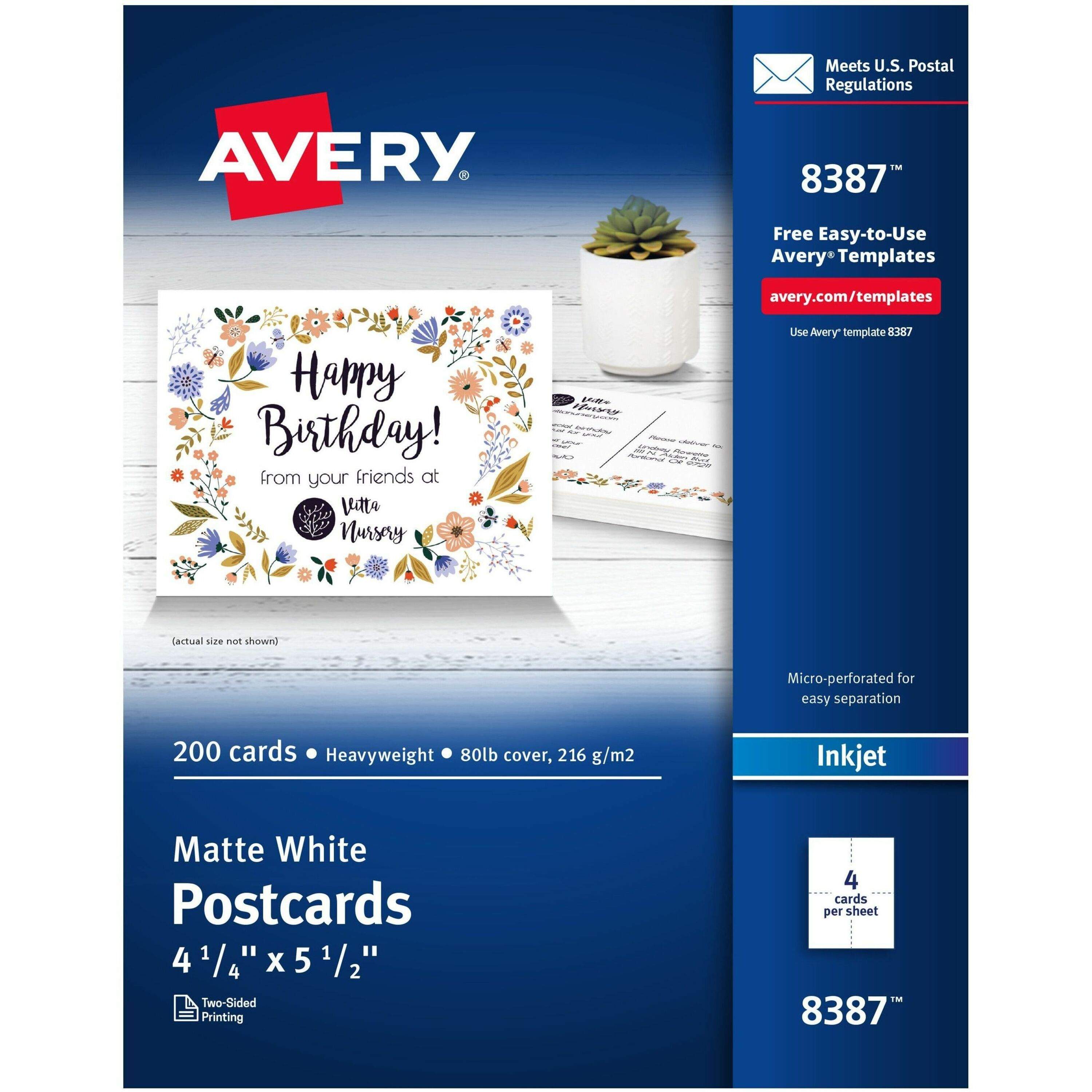 Postcards by Avery® AVE8387 | OnTimeSupplies.com