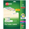 AVE5266 - File Folder Labels, 2/3" x 3-7/16" , Assorted Colors (5266), x 2/3" Width x 3 7/16" Length, Permanent Adhesive, Rectangle, Inkjet, Laser, Matte, Blue, Green, Red, White, Yellow, Paper