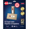 AVE5261 - White Rectangle Labels with Sure Feed Technology, 1" Height x 4" Width, Permanent Adhesive, Rectangle, Laser, Inkjet, Matte White, Paper, 20 / Sheet, 500 / Pack