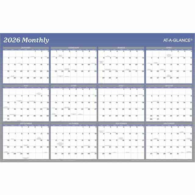 AT A GLANCE Yearly Wall Calendar 24 X 36 January To December 2019 - ODP Business Solutions