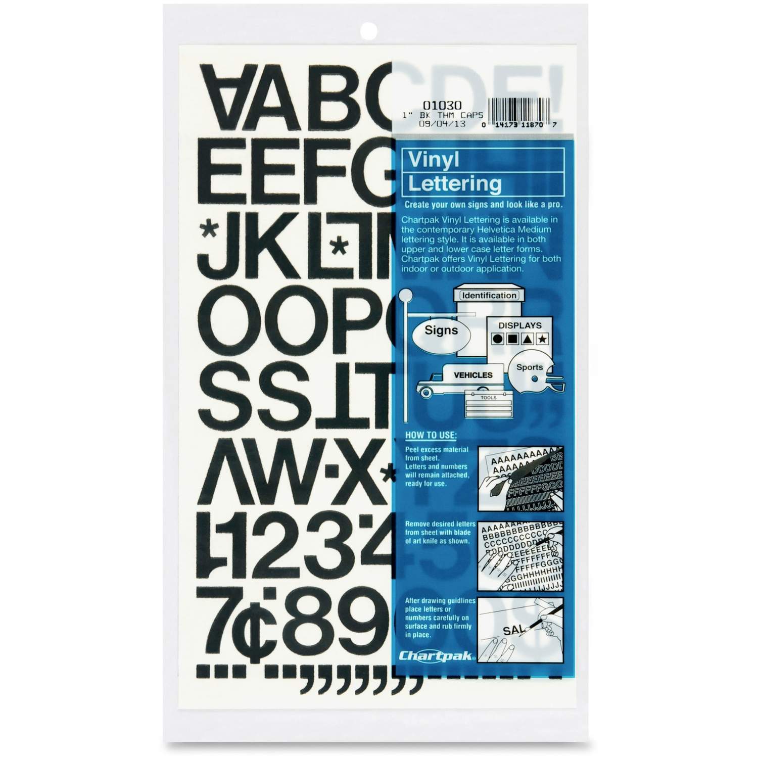 Stickers van losse letters en cijfers voor op de muur