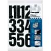 CHA01193 - Permanent Adhesive Vinyl Numbers, 23 x Numbers Shape, Self-adhesive, Helvetica Style, Easy to Use, 4" Height, Black, Vinyl, 23 / Pack