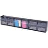 DEF20604OP - Tilt Bin Interlocking Multi-Bin Storage Organizer, 6 Compartment(s), 4.50" Height x 23.62" Width x 3.62" Depth, Desktop, Desktop, Interlockable, Removable, Easy to Clean, Freestanding, Black, Plastic