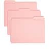 SMD10263 - 1/3 Tab Cut Letter Recycled Interior File Folder, 8 1/2" x 11", 3/4" Expansion, Top Tab Location, Assorted Tab Position, 11 pt., 1 Plys, Paper, Pink, 10% Recycled, 100 / Box