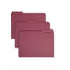SMD10275 - 1/3 Tab Cut Letter Recycled Interior File Folder, 8 1/2" x 11", 3/4" Expansion, Top Tab Location, Assorted Tab Position, 11 pt., 1 Plys, Paper, Maroon, 10% Recycled, 100 / Box