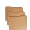 SMD10734 - 1/3 Tab Cut Letter Recycled Top Tab File Folder, 8 1/2" x 11", 3/4" Expansion, Top Tab Location, Assorted Tab Position, 11 pt., 2 Plys, Kraft, Reinforced Tab, 10% Recycled, 100 / Box