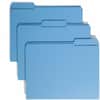 SMD12034 - Colored 1/3 Tab Cut Letter Recycled Top Tab File Folder, 8 1/2" x 11", 3/4" Expansion, Top Tab Location, Assorted Tab Position, 11 pt., 2 Plys, Blue, 10% Recycled, 100 / Box