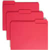 SMD12743 - 1/3 Tab Cut Letter Recycled Top Tab File Folder, 8 1/2" x 11", 3/4" Expansion, Top Tab Location, Assorted Tab Position, 11 pt., 1 Plys, Red, Rounded Corner, 10% Recycled, 100 / Box