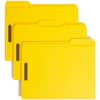 SMD12940 - Colored 1/3 Tab Cut Letter Recycled Fastener Folder, 8 1/2" x 11", 3/4" Expansion, 2 x 2K Fastener, 2" for Folder, Top Tab Location, Assorted Tab Position, 11 pt., 2 Plys, Yellow, Reinforced Tab