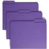 SMD13034 - Colored 1/3 Tab Cut Letter Recycled Top Tab File Folder, 8 1/2" x 11", 3/4" Expansion, Top Tab Location, Assorted Tab Position, 11 pt., 2 Plys, Purple, 10% Recycled, 100 / Box