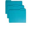 SMD13143 - Colored 1/3 Tab Cut Letter Recycled Top Tab File Folder, 8 1/2" x 11", 3/4" Expansion, Top Tab Location, Assorted Tab Position, 11 pt., 1 Plys, Teal, Rounded Corner, 10% Recycled, 100 / Box