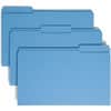 SMD17034 - Colored 1/3 Tab Cut Legal Recycled Top Tab File Folder, 8 1/2" x 14", 3/4" Expansion, Top Tab Location, Assorted Tab Position, 11 pt., 2 Plys, Blue, Reinforced, 10% Recycled, 100 / Box