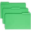 SMD17143 - Colored 1/3 Tab Cut Legal Recycled Top Tab File Folder, 8 1/2" x 14", 3/4" Expansion, Top Tab Location, Assorted Tab Position, 11 pt., 1 Plys, Green, Break Resistant, 10% Recycled, 100 / Box