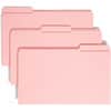 SMD17634 - Colored 1/3 Tab Cut Legal Recycled Top Tab File Folder, 8 1/2" x 14", 3/4" Expansion, Top Tab Location, Assorted Tab Position, 11 pt., 2 Plys, Pink, 10% Recycled, 100 / Box