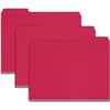 SMD21538 - Colored 1/3 Tab Cut Letter Recycled Top Tab File Folder, 8 1/2" x 11", 1" Expansion, Top Tab Location, Assorted Tab Position, 25 pt., Pressboard, Bright Red