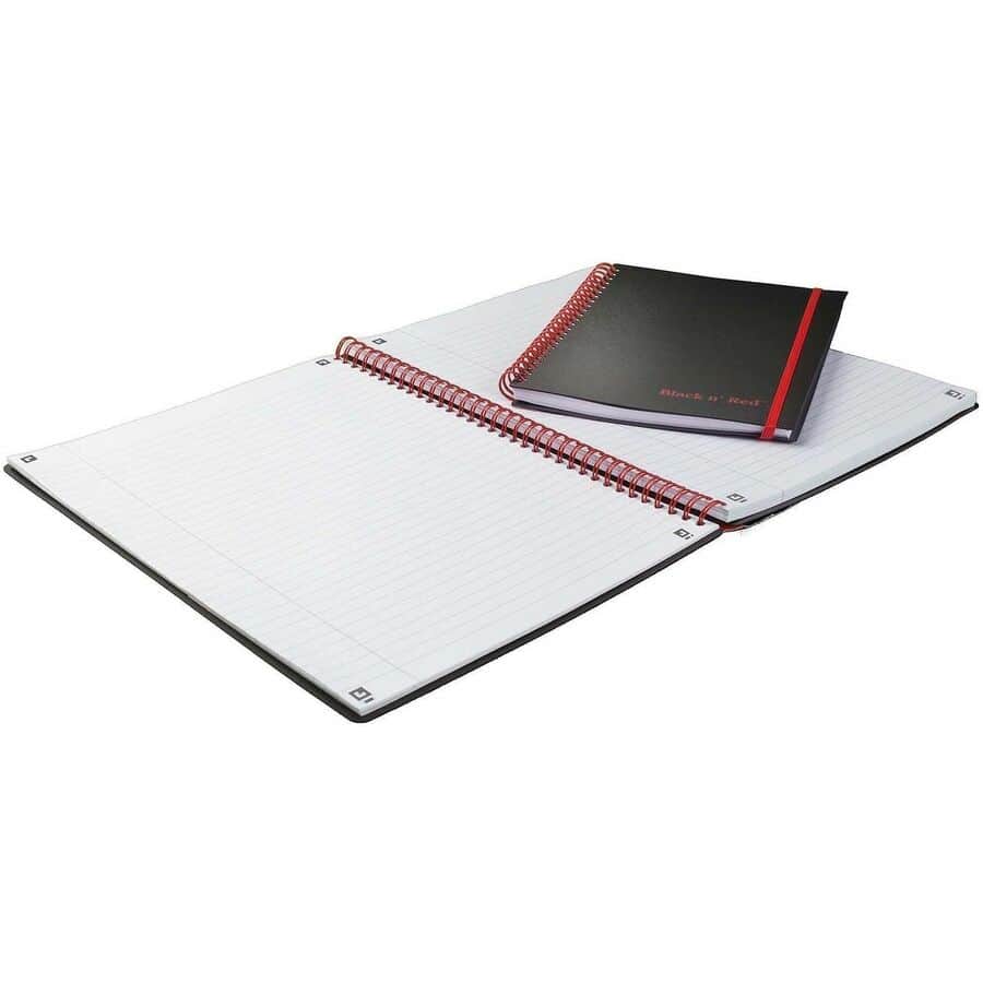 Black n' Red™ Twinwire Notebook, Wide Rule, A5, Black