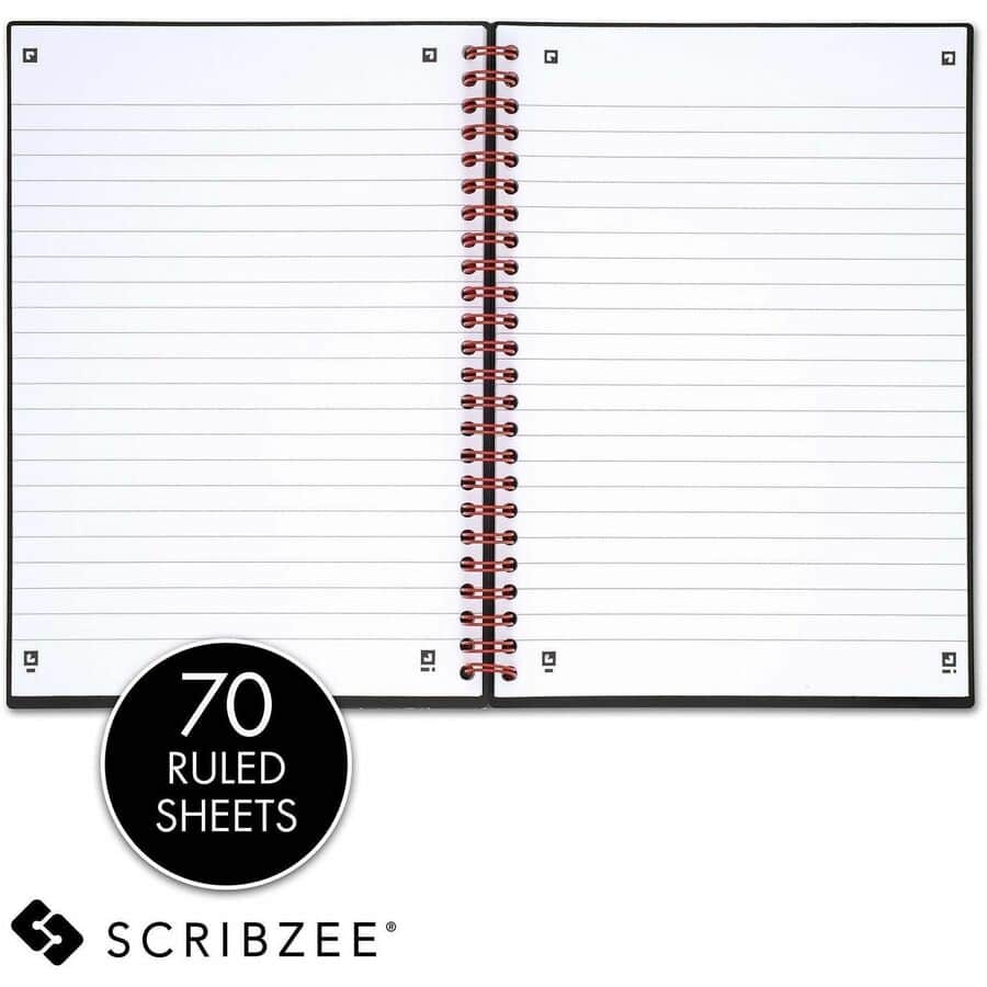 Black n' Red™ Twinwire Notebook, Wide Rule, A5, Black