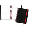 JDKF67010 - Business Notebook, 70 Sheets, Double Wire Spiral, 24 lb Basis Weight, A6, 4 1/8" x 5 7/8" Sheet Size, White Paper, Red Binding, Black Polypropylene Cover, Perforated, Wipe-clean Cover, Strap, 1 Each