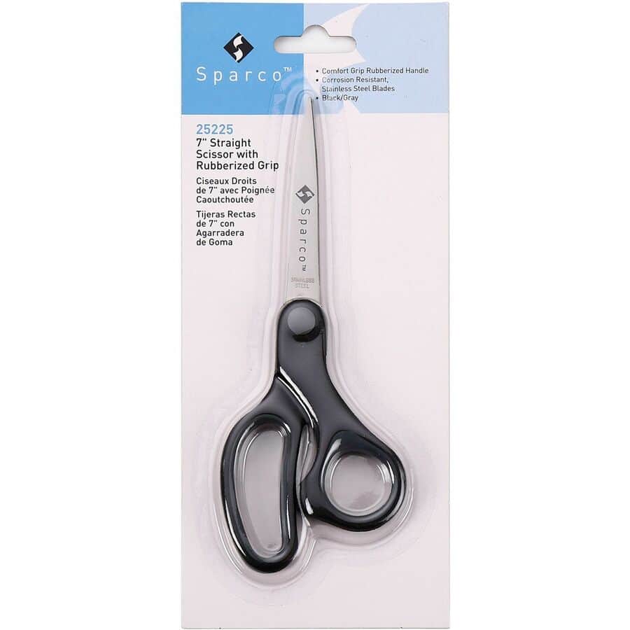 Straight Scissors w/Rubber Grip Handle by Sparco SPR25225