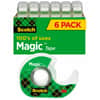 MMM6122 - 3/4"W Magic Tape, 18.06 yd Length x 0.75" Width, 1" Core, Matte, Clear, Dispenser Included, Handheld Dispenser, Tear Resistant, For Mending, Splicing, 6 / Pack