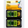 MMM680SD2 - Message Flags, 100 x Green, 1" Flag/Note Width x 1 3/4" Flag/Note Length, Arrow, Rectangle, Unruled, Sign & Date, Green, Removable, Self-adhesive, Dispenser Included, 100 / Pack