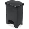 SAF9710BL - Plastic Step-on 4-Gallon Receptacle, 4 gal Capacity, 15" Height x 12" Width x 10" Depth, Plastic, Black, 1 Each