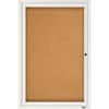 QRT2363 - Enclosed Bulletin Board for Indoor Use, 36" Board Height x 24" Board Width, Brown Natural Cork Surface, Hinged, Self-healing, Shatter Proof, Lock, Durable, Silver Aluminum Frame, 1 Each