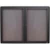 QRT2364L - Enclosed Bulletin Board, 36" Board Height x 48" Board Width, Gray Fabric Surface, Hinged, Durable, Shatter Proof, Self-healing, Graphite Frame, 1 Each