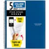 MEA06208 - Five-Star Wirebound 5-Subject Notebook, 200 Sheets, Wire Bound, 11" x 8 1/2" Sheet Size, White Paper, Assorted Cover, Pocket, Stiff-back, Perforated, Pocket Divider, Heavyweight, Subject, Spiral Lock