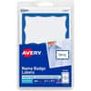 AVE5144 - Border Print or Write Name Tags, 2 21/64" Width x 3 3/8" Length, Removable Adhesive, Rectangle, Inkjet, Laser, Matte, White, Blue, Blue Border, Paper, 2 / Sheet, 50 Total Sheets, 100 Total Label(s)