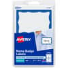 AVE5144 - Border Print or Write Name Tags, 2 21/64" Width x 3 3/8" Length, Removable Adhesive, Rectangle, Inkjet, Laser, Matte, White, Blue, Blue Border, Paper