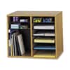 SAF9420MO - Adjustable 12-Slot Wood Literature Organizer, 12 Compartment(s), 16" Height x 19.50" Width x 12" Depth, Desktop, Adjustable, Medium Oak, Wood, 1.0 Each