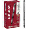UBC1734903 - Vision Needle Rollerball Pens, 0.7 mm Pen Point, Black Ink, Liquid, Silver Barrel, 12 / Dozen