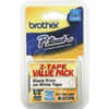 BRTM2312PK - P-touch Nonlaminated M Tape Value Pack, 1/2" Width, Rectangle, White, Self-adhesive, 2 / Pack