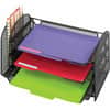 SAF3265BL - Onyx 1 Upright/3 Tray Mesh Desk Organizer, 1 Pocket(s), 8" Height x 17.25" Width x 9" Depth, Desktop, Black, 1 Each