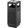 SAF9474BL - Recessed Panels Waste Receptacle, 15 gal Capacity, 32.8" Height x 13.8" Width x 13.8" Depth, Polyethylene, Black, 1 Each