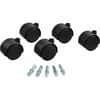 MAS23622 - Deluxe Duet Hooded Carpet Casters, 2" Diameter, 110 lb Load Capacity, Nylon, Matte Black, 5 / Set