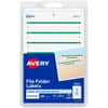 AVE05203 - File Folder Labels, White/Green, 2/3" x 3-7/16" , 252 (5203), 3 7/16" Height x 21/32" Width, Permanent Adhesive, Rectangle, Laser, Inkjet, Green, Paper