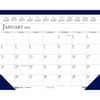HOD150HD - Perforated Top Desk Pad Calendar, Julian Dates, Monthly, 12 Month, January 2027 to December 2027, 1 Month Single Page Layout, 22" x 17" Sheet Size, 2.13" x 3" Block, Desk Pad, Blue, Vinyl, Leather